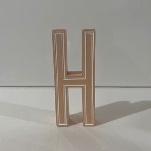 NEW H Letter Decor Initials Wooden Sign Block - Orange Cream